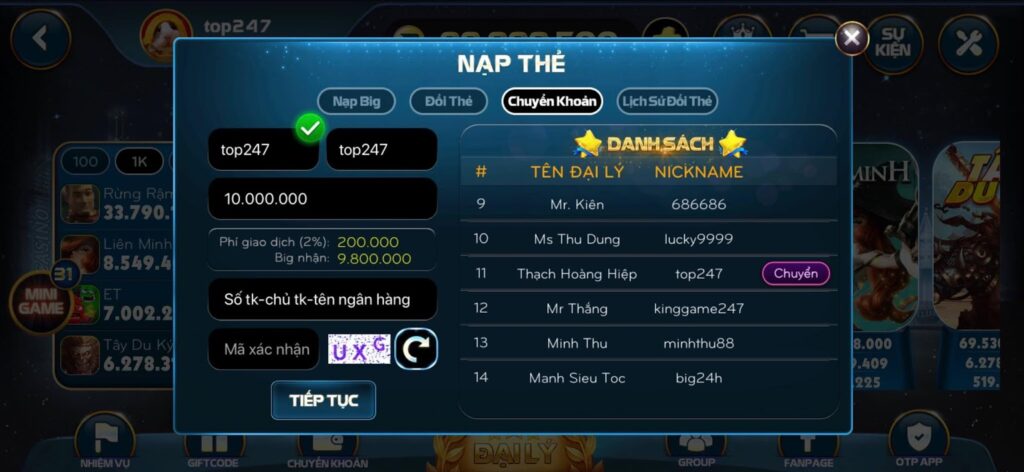 nap tien sumvip
