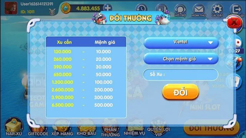 Thao tác nạp rút tiền