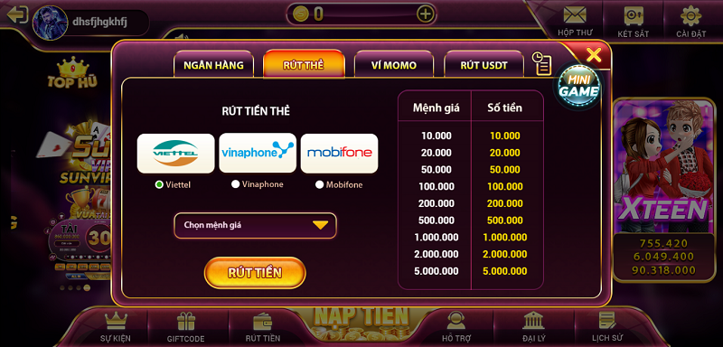 Rút/nạp nhanh chóng 