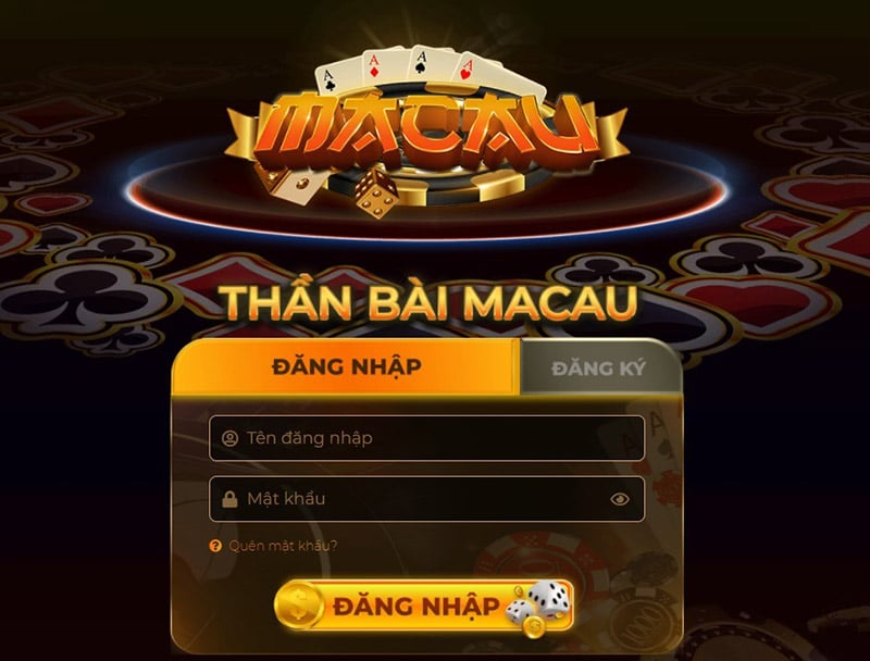 Giao diện đăng ký thông tin tham gia Macau club