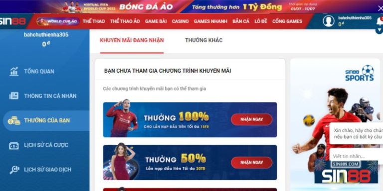 Sin88 Giftcode: Đăng ký ngay nhận Giftcode cực lớn cực hấp dẫn 