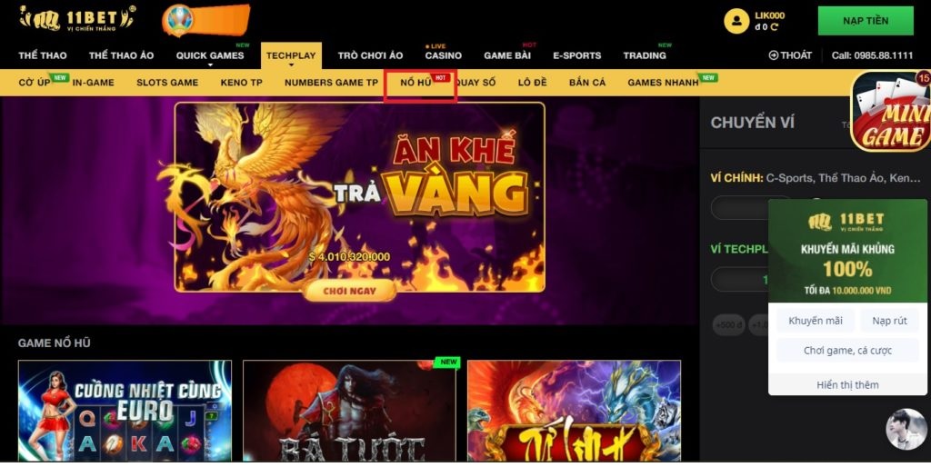 Nổ hũ đổi thưởng 11bet Thỏa mãn đam mê săn thưởng không giới hạn