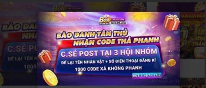 [CỰC HOT] Báo danh tân thủ nhận B29 Club Giftcode thả phanh
