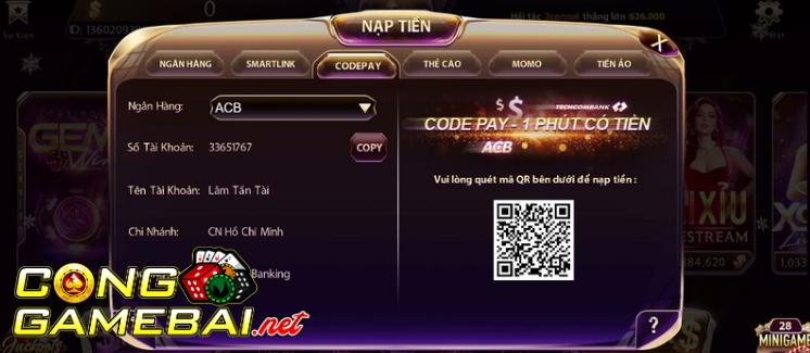 Hướng dẫn các bước nạp/ rút tiền Gemwin 