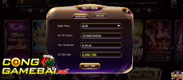 Rút tiền tài khoản game