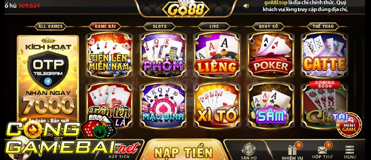 Kho game bài Go88 chất lượng